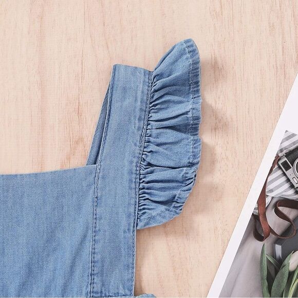 Beautiful Jean Ruffle Sleeve Dress - Picture 3 of 4